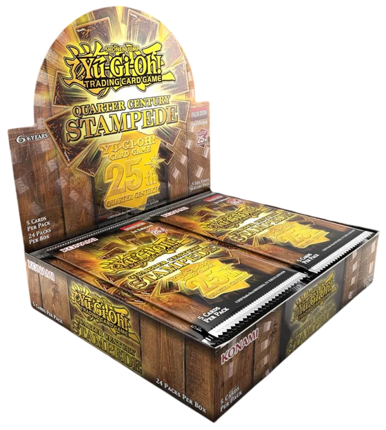 Yu-Gi-Oh! Trading Card Game Quarter Century Stampede 25-pack display box with multiple booster packs inside!