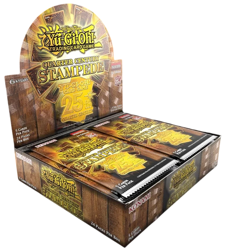 Yu-Gi-Oh! Trading Card Game Quarter Century Stampede 25-pack display box with multiple booster packs inside!